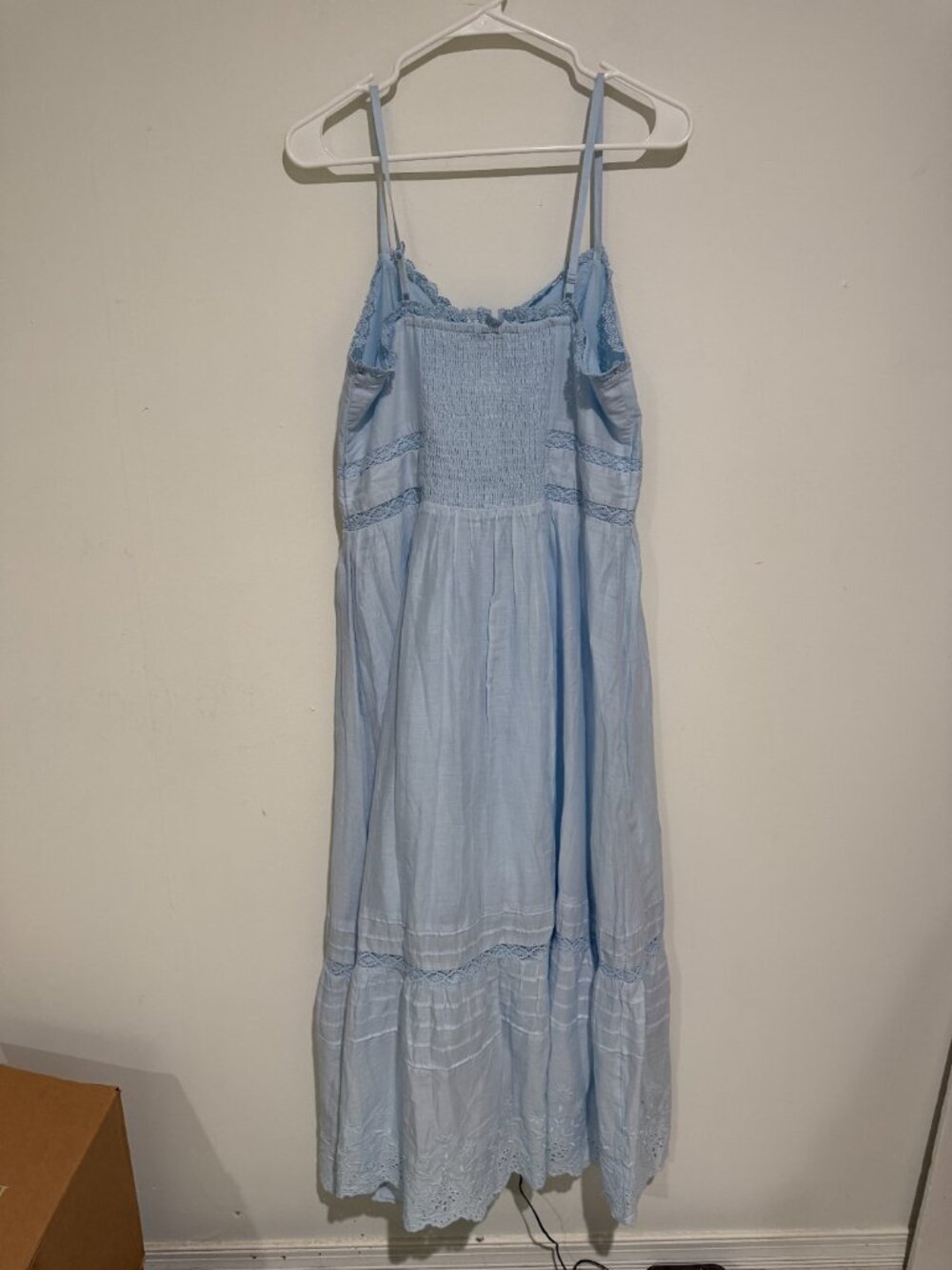 Gap Blue Lace Trim Button Front Maxi Dress Cottagecore Coastal Sz M NWT - Picture 4 of 6